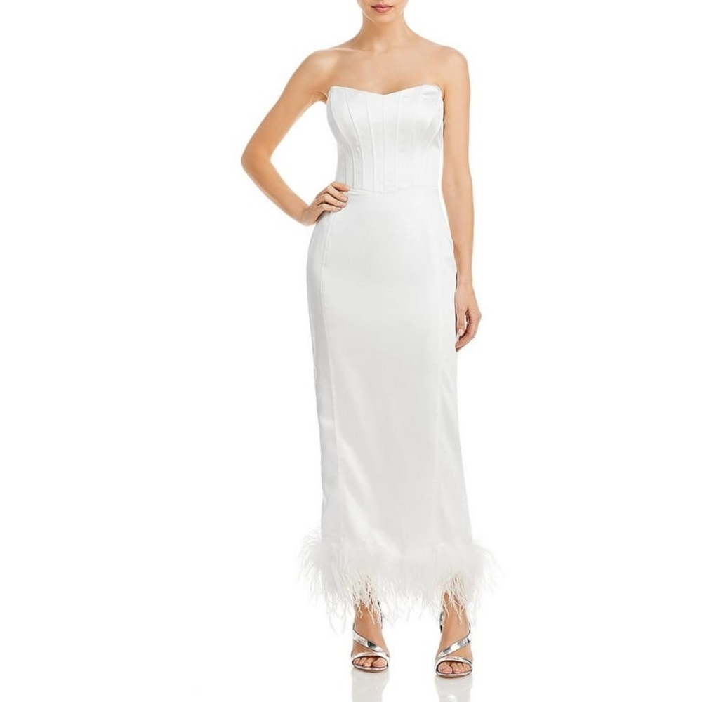 (A9) AQUA Aqua Womens Faux Feather Trim Cocktail and Party Dress, Size XS, NWT